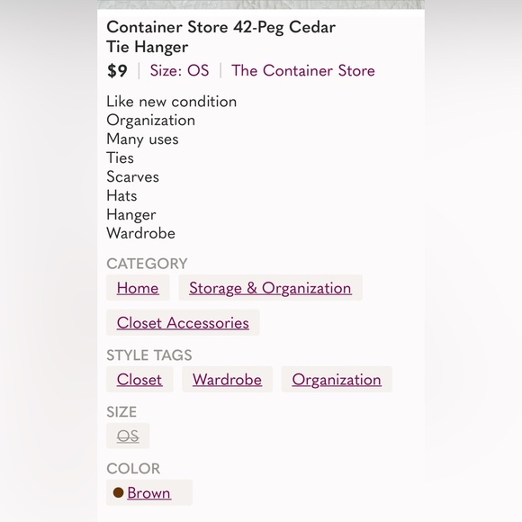 Container Store 42-Peg Cedar Tie Hanger - Picture 7 of 9